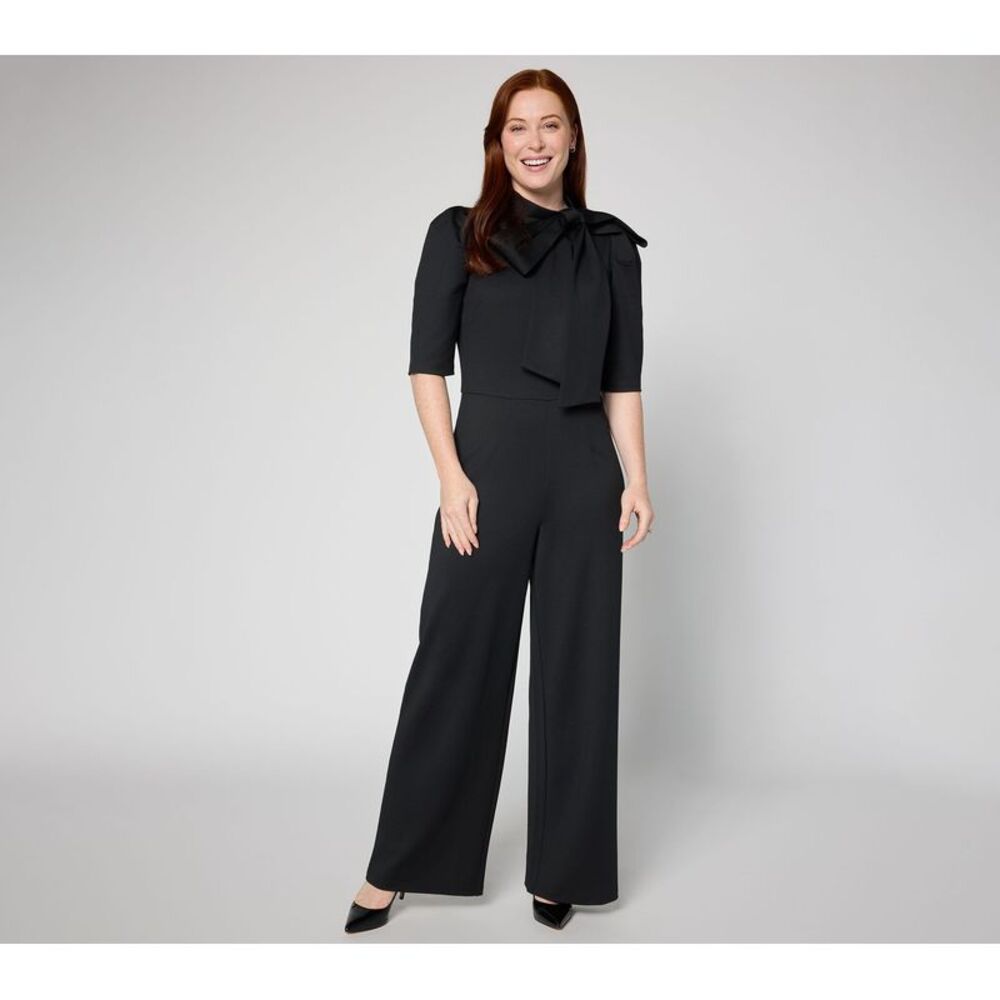 Studio Park Women's Dress Sz M x Sandra Bennett Bow Detail Black